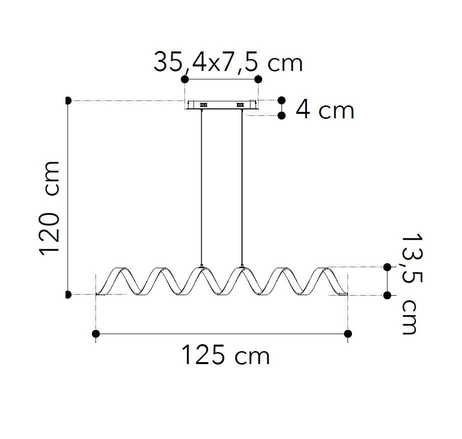 Lampadario HELIX LED 125 cm 30W Luce Calda In Alluminio
