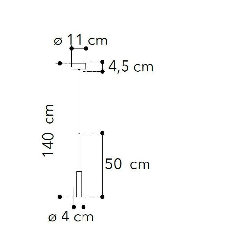 Lampadario CANDLE a sospensione led 140cm 7W In Alluminio