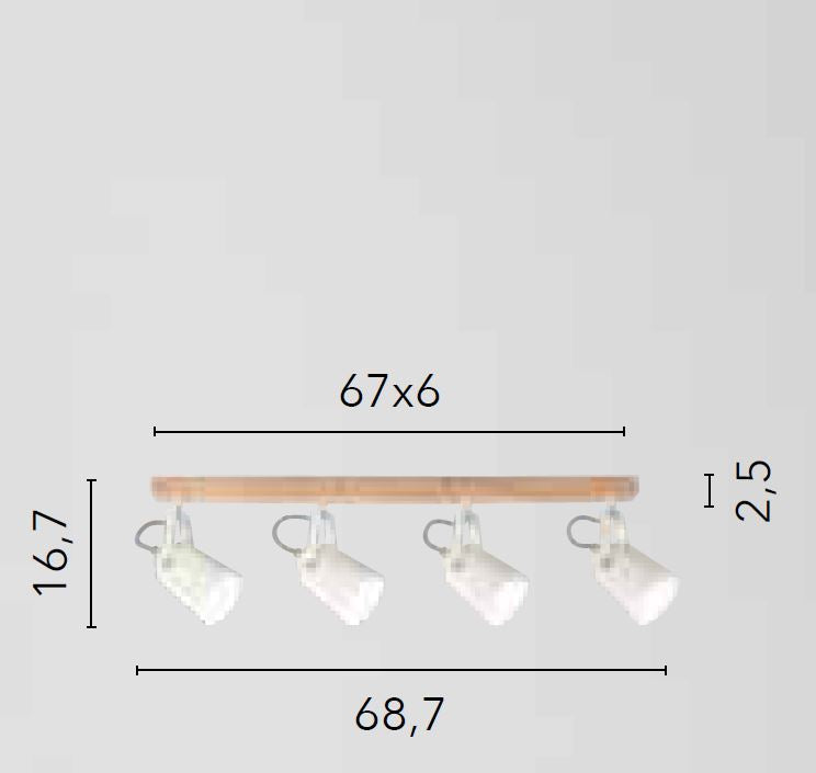 Applique EDA 4 Luci Led (E14) 68,7 cm In Metallo