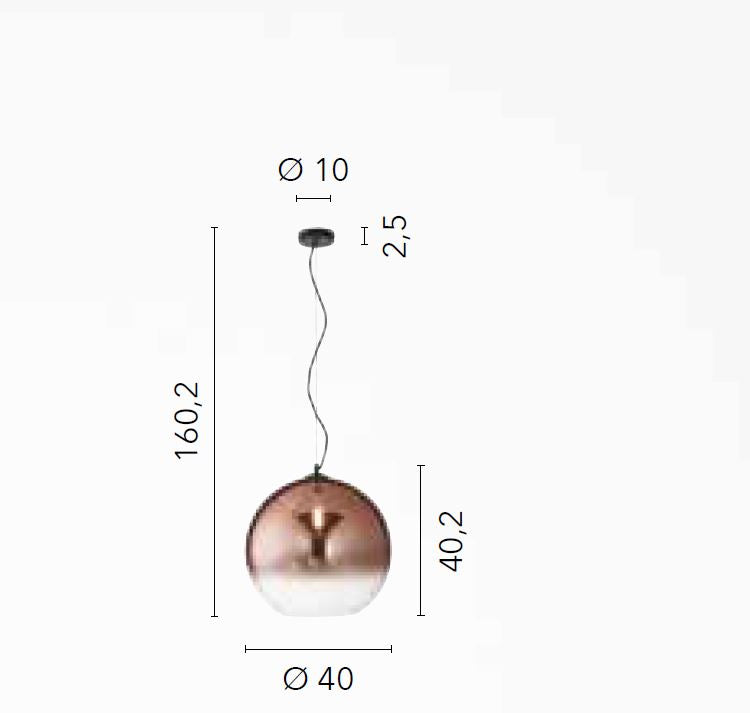 Lampadario MARTE a Sospensione E27 40cm In Vetro
