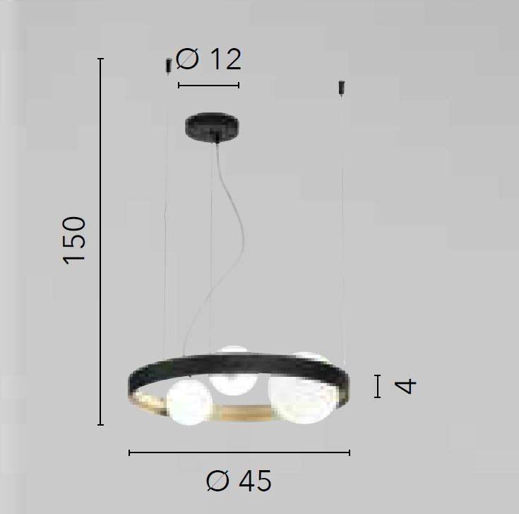 Lampadario SONETTO a Sospensione 3 Luci Led(G9) 45 cm in Alluminio