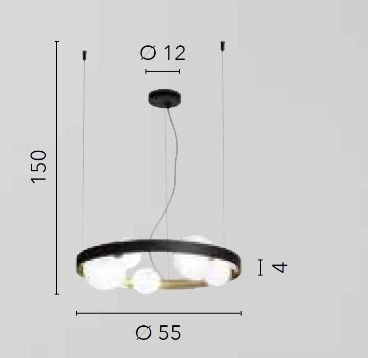 Lampadario SONETTO a Sospensione 5 Luci Led(G9) 55 cm in Alluminio