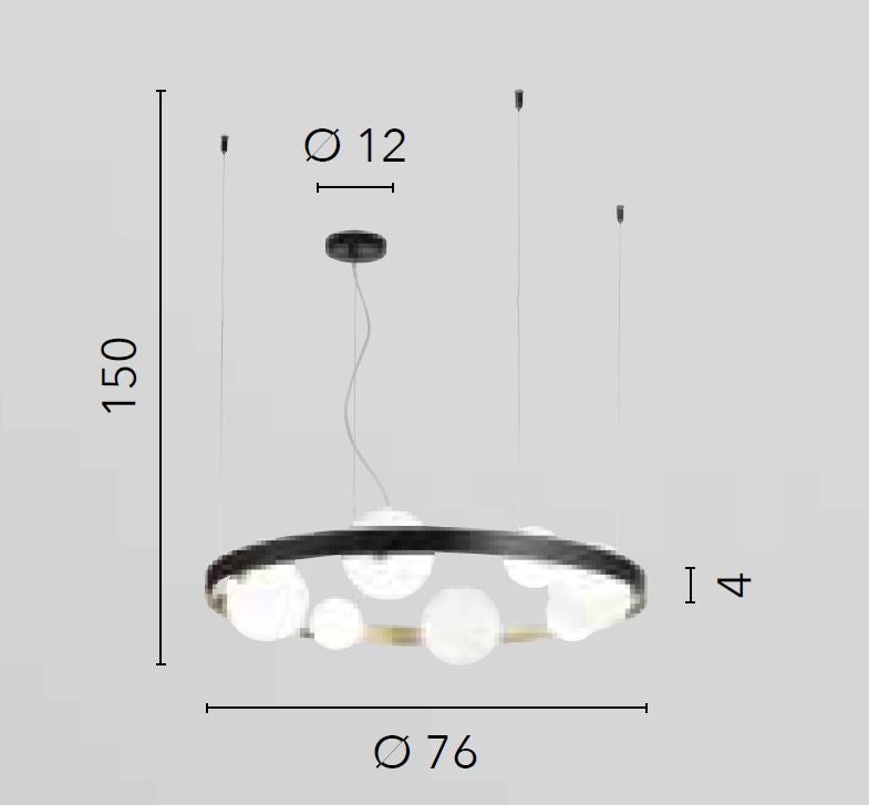 Lampadario SONETTO a Sospensione 8 Luci Led(G9) 76 cm in Alluminio