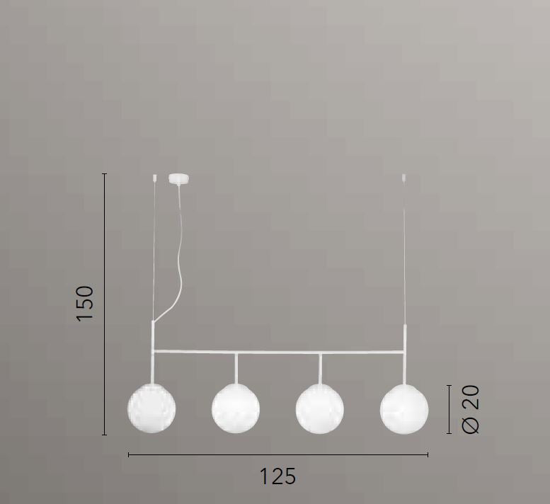 Lampadario BALY a Sospensione 4 Luci Led(E27) 125 cm in Metallo