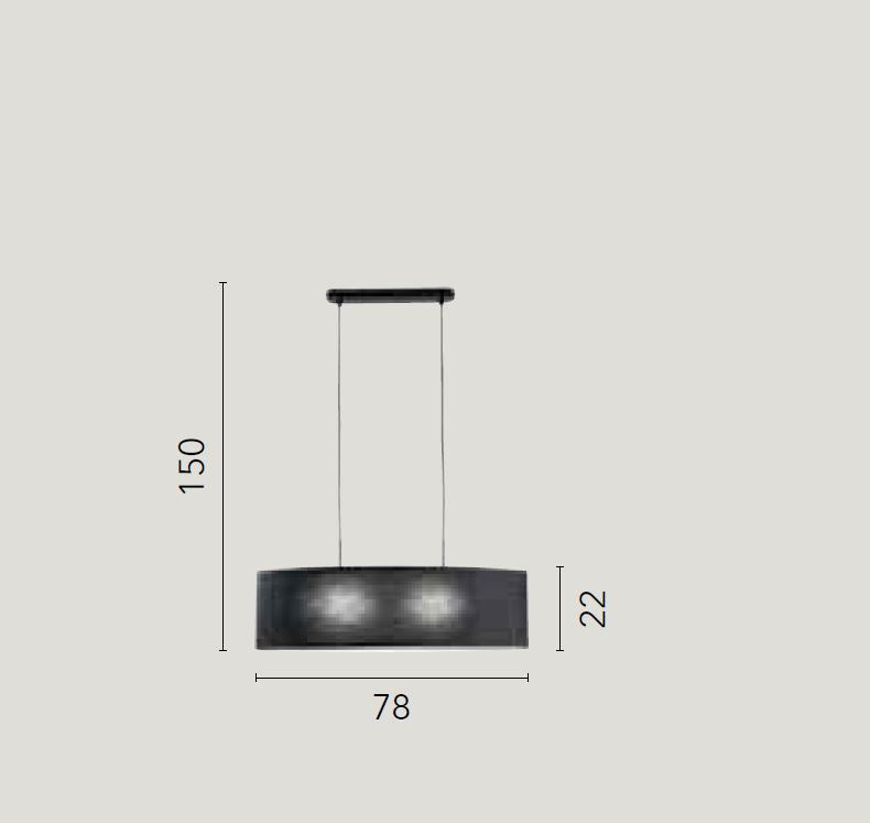 Lampadario CAPITAL a Sospensione 2 Luci Led(E27) 150x78 cm in Tessuto
