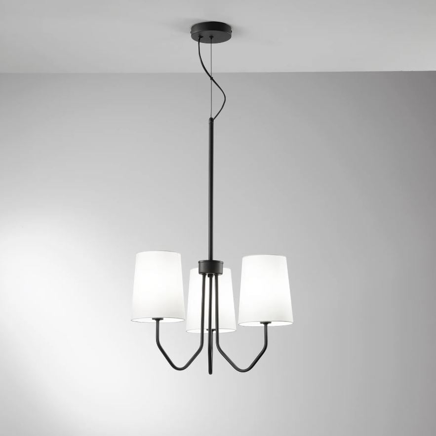 Lampadario SALLY a Sospensione 3 luci Led(E14) 150x50 cm in Metallo e Vetro