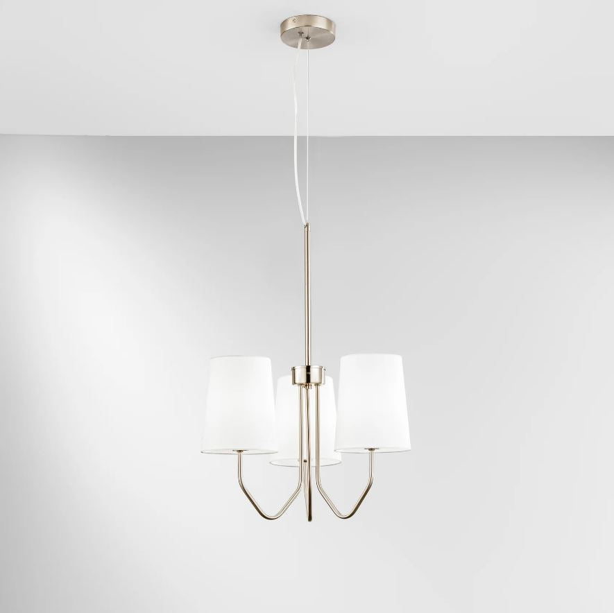 Lampadario SALLY a Sospensione 3 luci Led(E14) 150x50 cm in Metallo e Vetro