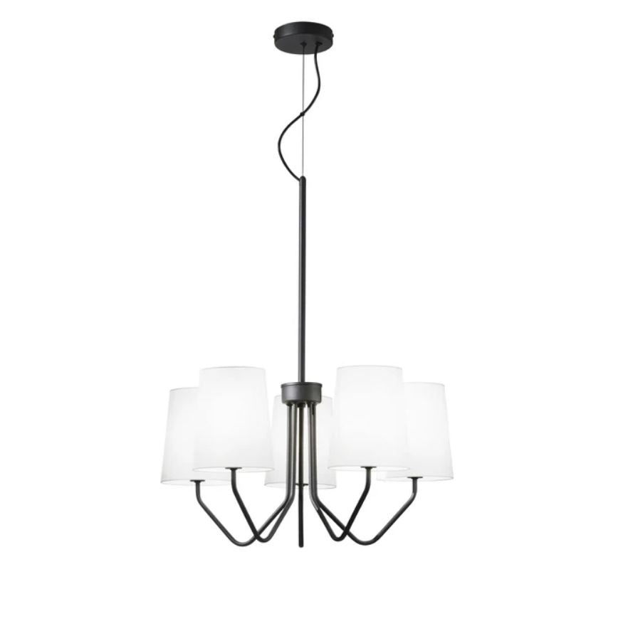 Lampadario SALLY a Sospensione 5 luci Led(E14) 150x60 cm in Metallo e Vetro