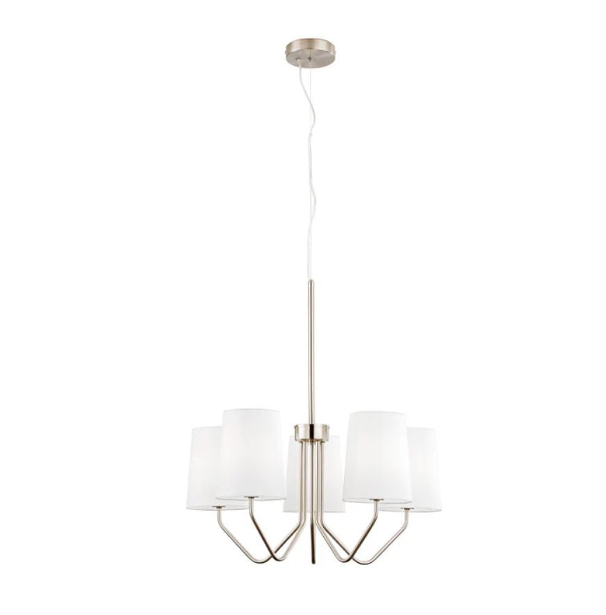 Lampadario SALLY a Sospensione 5 luci Led(E14) 150x60 cm in Metallo e Vetro