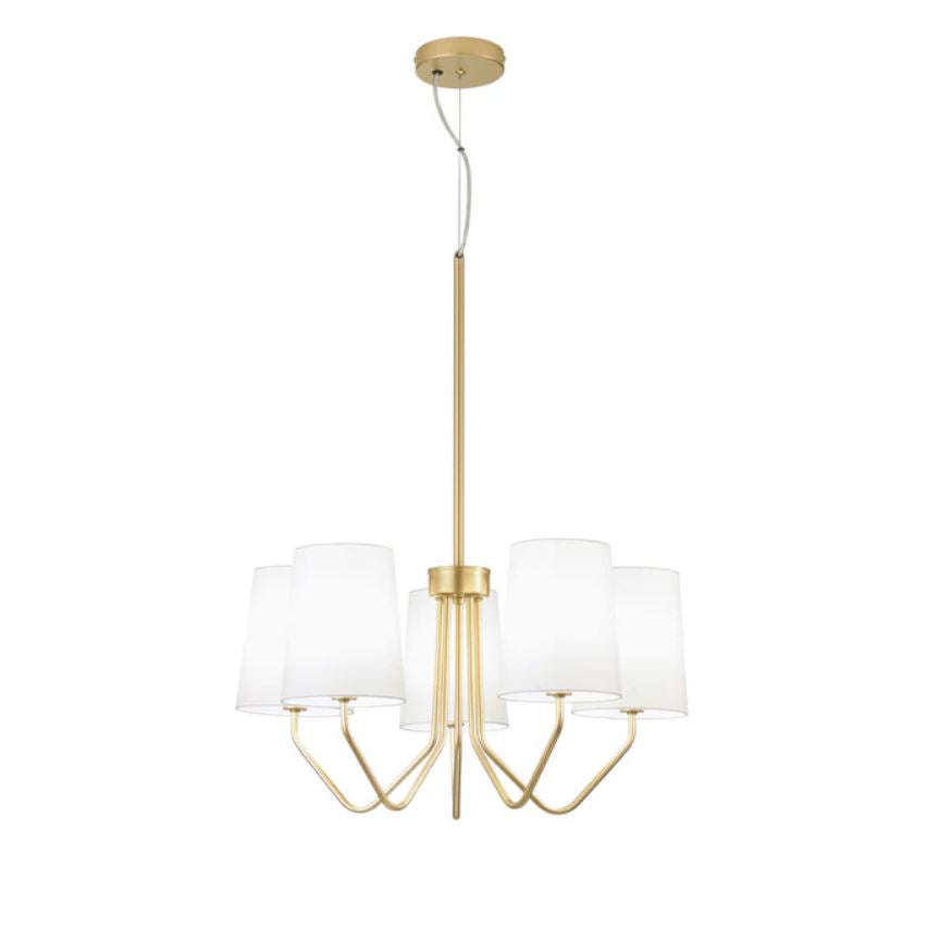 Lampadario SALLY a Sospensione 5 luci Led(E14) 150x60 cm in Metallo e Vetro