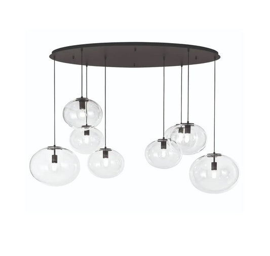 Lampadario GALAXY 8 luci E27 166 cm in Vetro