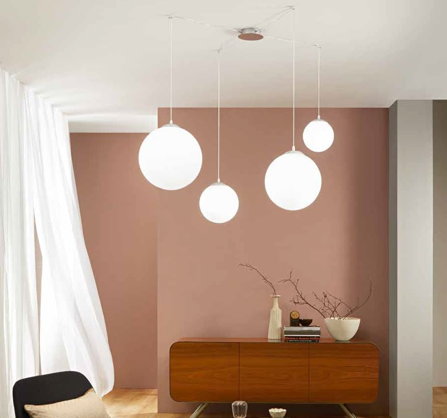 Lampadario CITY a Sospensione Led(E27) 4 luci 250 cm in Vetro