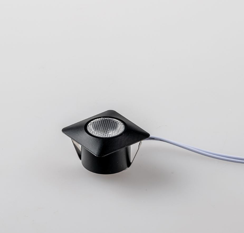 Faretto ASSO Da Incasso Quadrato Led 1W Nero in alluminio