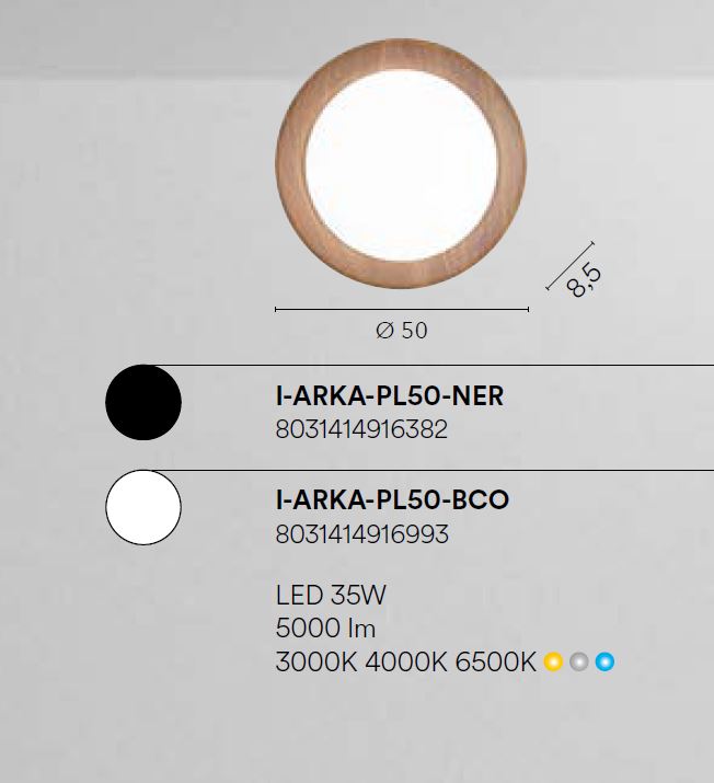 Plafoniera ARKA CCT Rotonda 50 cm In Legno