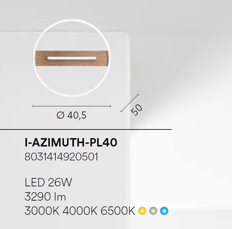 Lampada AZIMUTH Led CCT 40cm 26W In Metallo