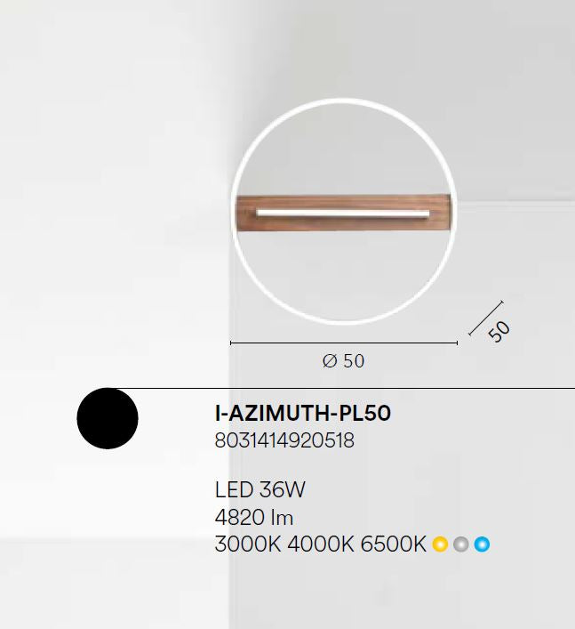 Lampada AZIMUTH Led CCT 50cm 36W In Metallo