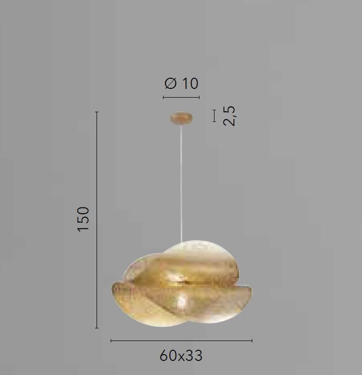 Lampadario RHEI a Sospensione Doppia Vela Led (E27) 60 cm In Metallo