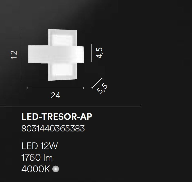 Applique TRESOR LED 24 cm 11W in Metallo