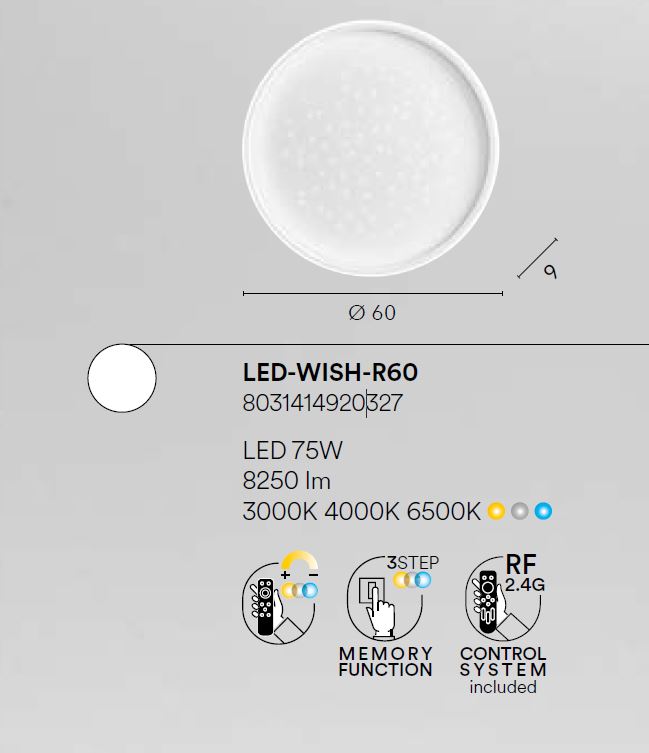 Plafoniera WISH CCT Rotonda 60 cm In Metallo e Acrilico