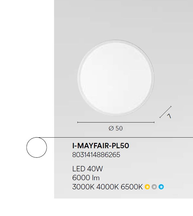 Plafoniera MAYFAIR CCT Rotonda 50 cm In Acrilico