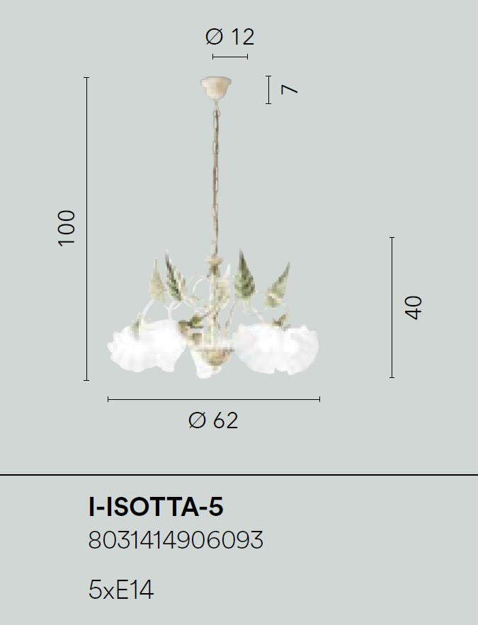 Lampadario ISOTTA a Sospensione 5 luci Led(E14) 100x62 cm In Metallo