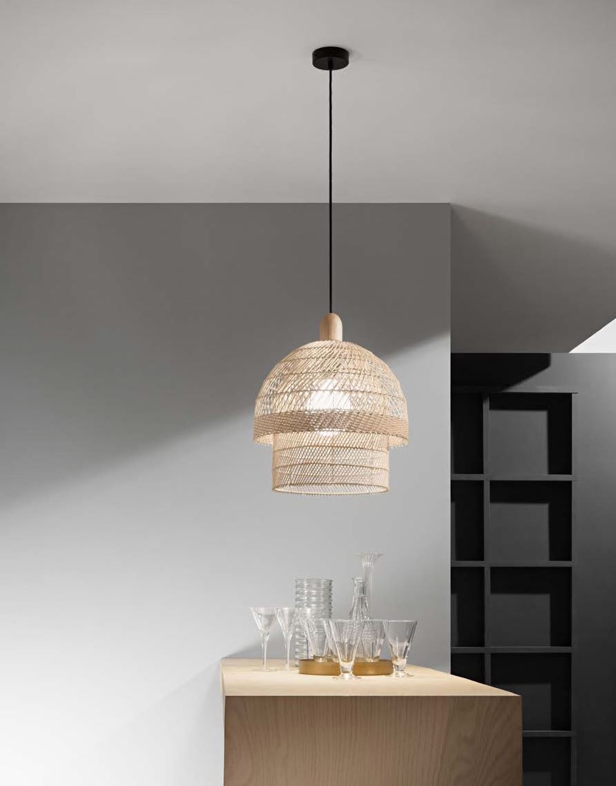Lampadario SIBILLA a Sospensione 1 luce Led(E27) 193x40 In Rattan