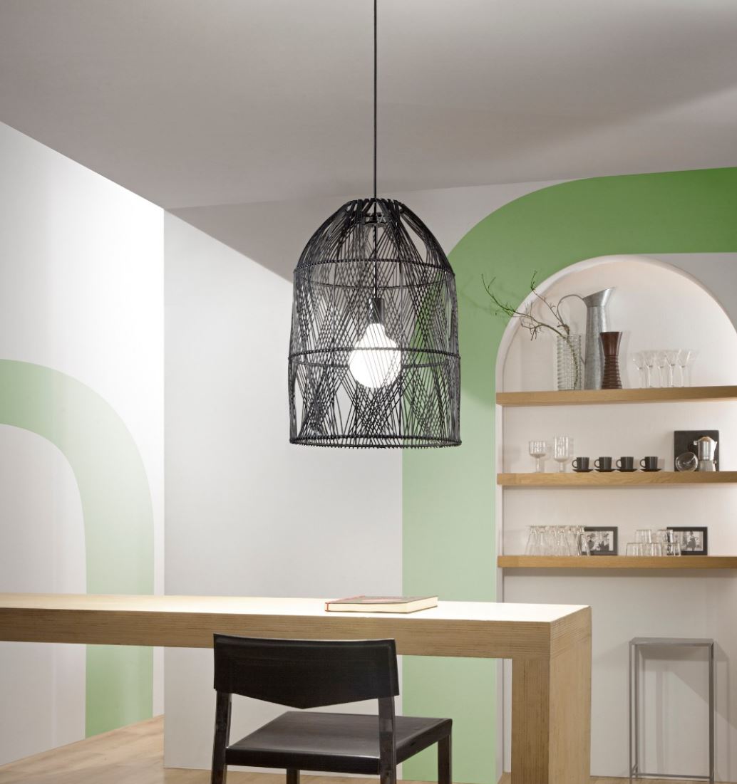 Lampadario Ancella a Sospensione 1 luce Led(E27) 213x40 cm In Rattan