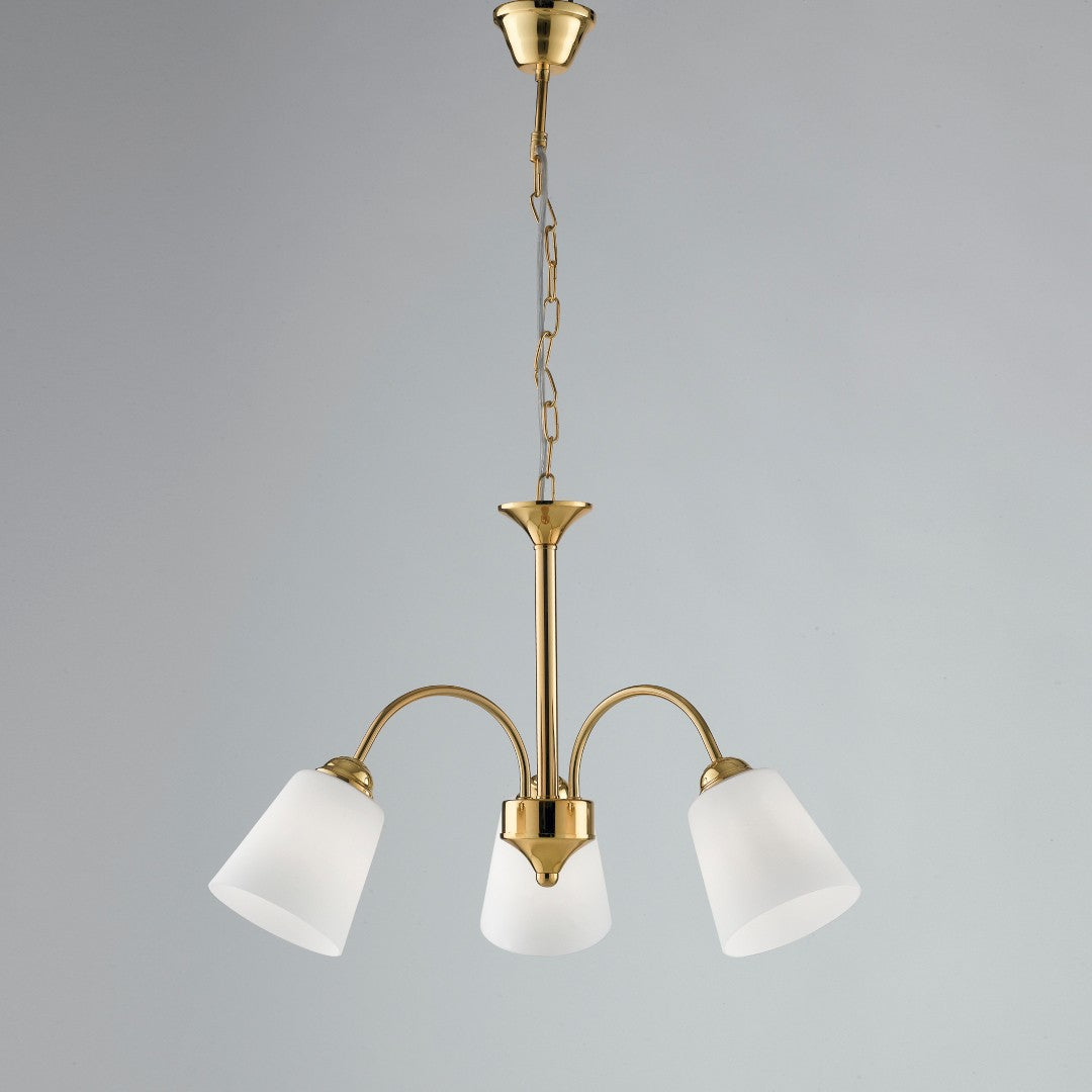 Lampadario 1162 a Sospensione 3 luci Led(E14) 87x55.5 cm in Metallo e Vetro