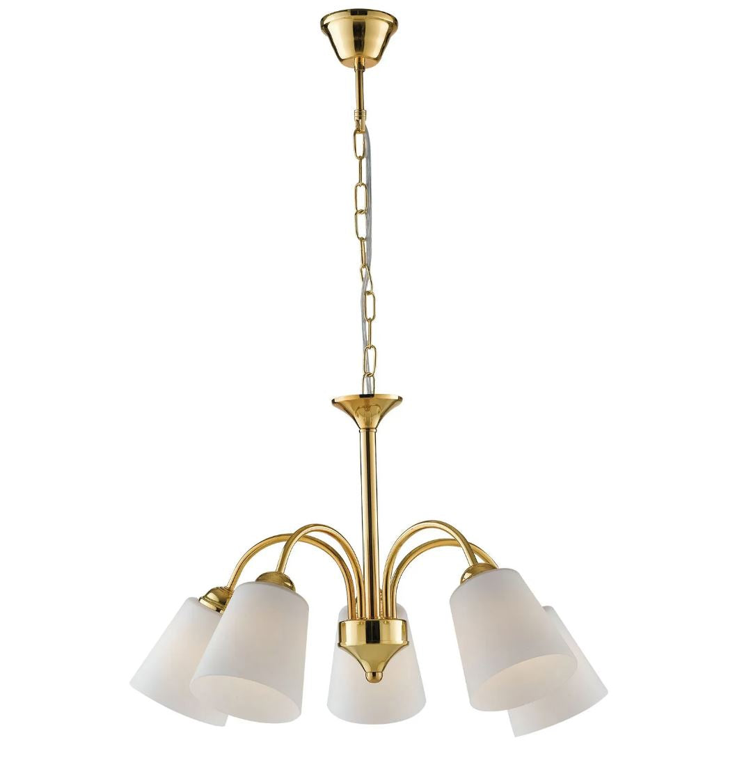 Lampadario 1162 a Sospensione 5 luci Led(E14) 88x60 cm in Metallo e Vetro