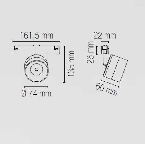 Proiettore Spot Orientabile 330° LED per Binario Magnetico Davinci 48V | 10W 980lm 24° CRI90 | Nero | SHOT-B INTEC