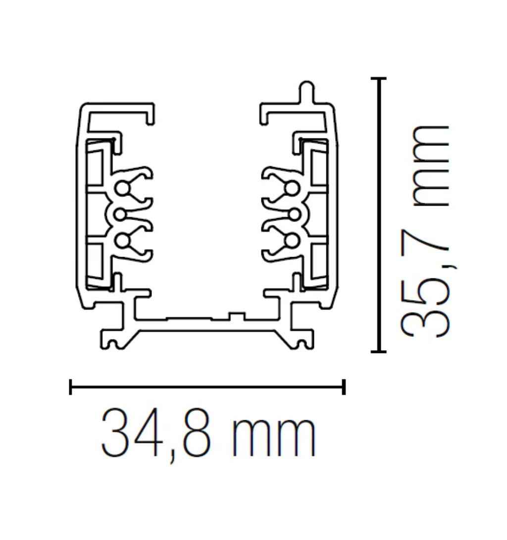 Binario Elettrificato Trifase Alluminio Bianco o Nero 1mt Rail Intec