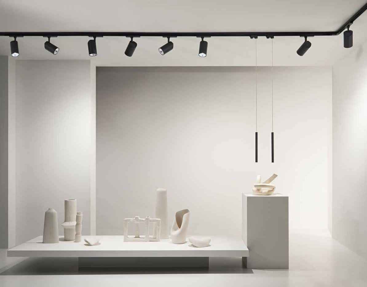 Binario Elettrificato Trifase Alluminio Bianco o Nero 1mt Rail Intec