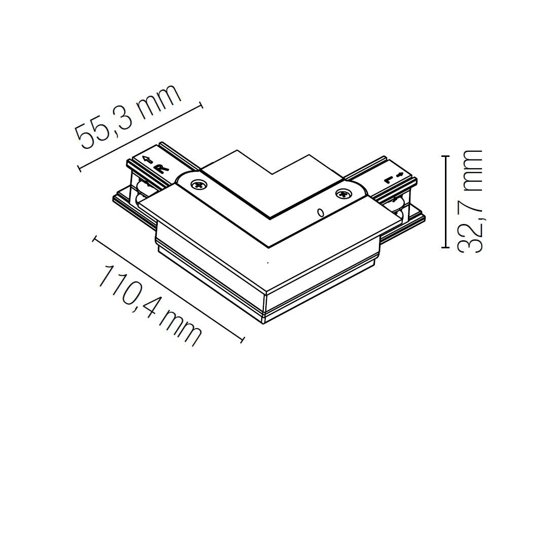INC-TRACK-L NERO CONNESSIONE ANGOLARE SINISTRA NERO o BIANCO A PER BINARIO TRIFASE INCASSO 11X11X3,2CM