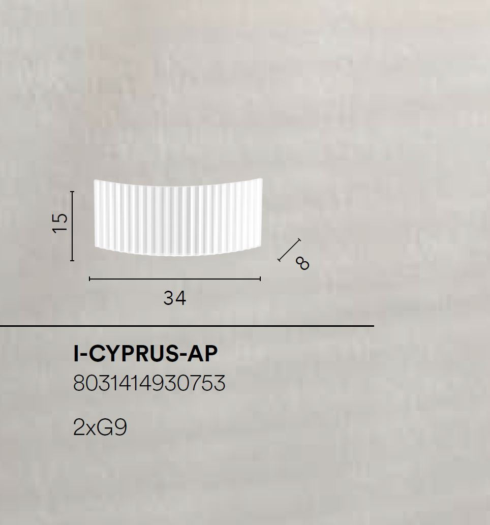 Applique CYPRUS 2 Luci Led (G9) 34 cm In Gesso