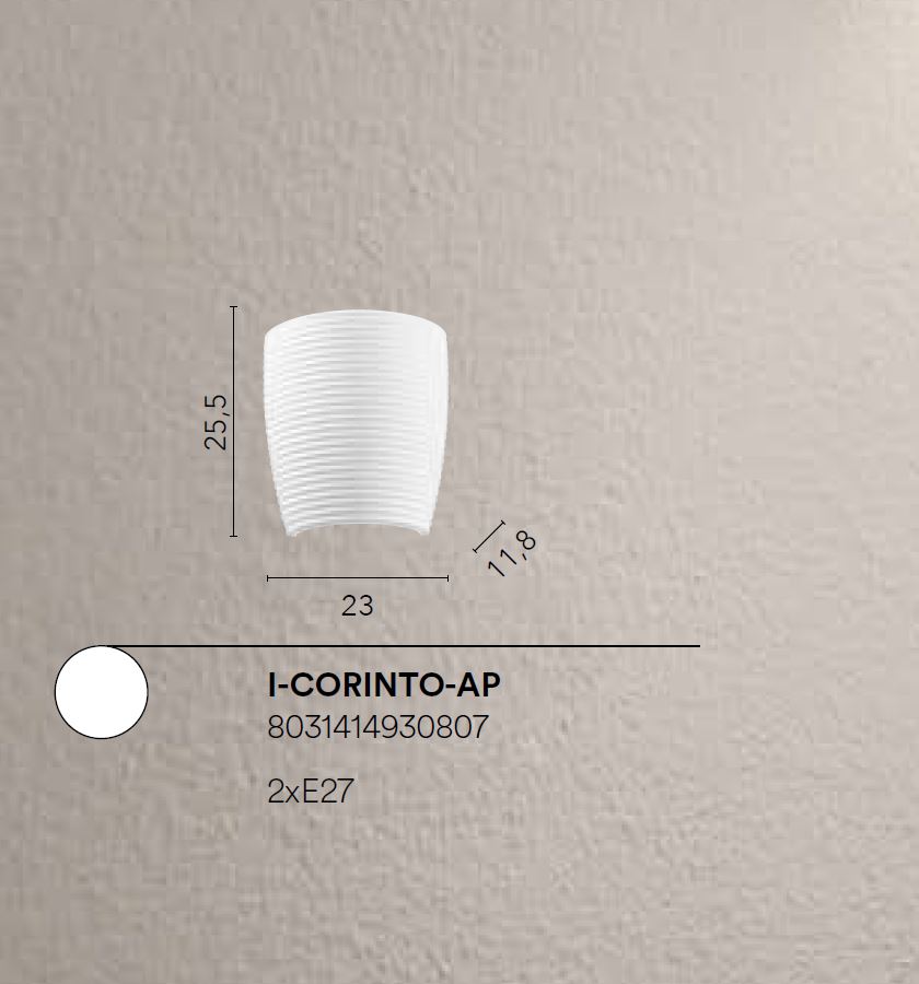 Applique CORINTO 2 Luci Led (E27) 25,5 cm In Gesso
