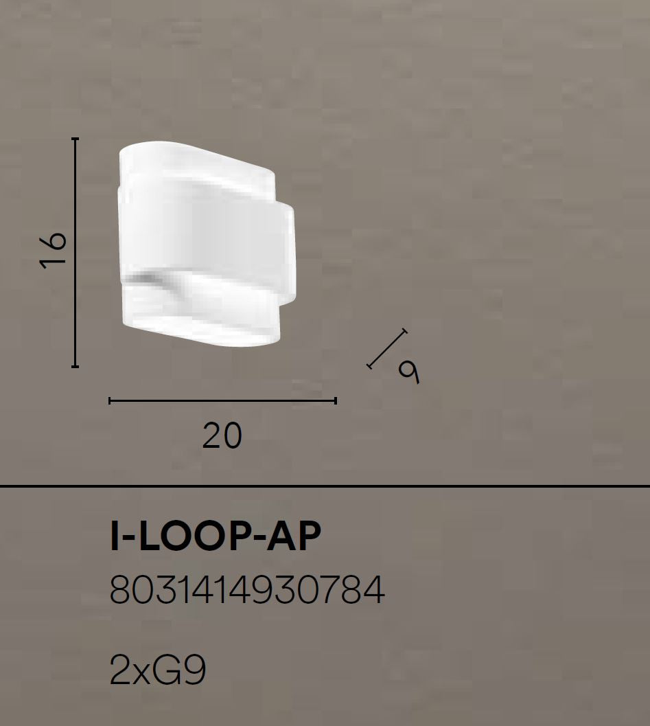 Applique LOOP 2 Luci Led (G9) 20 cm In Gesso
