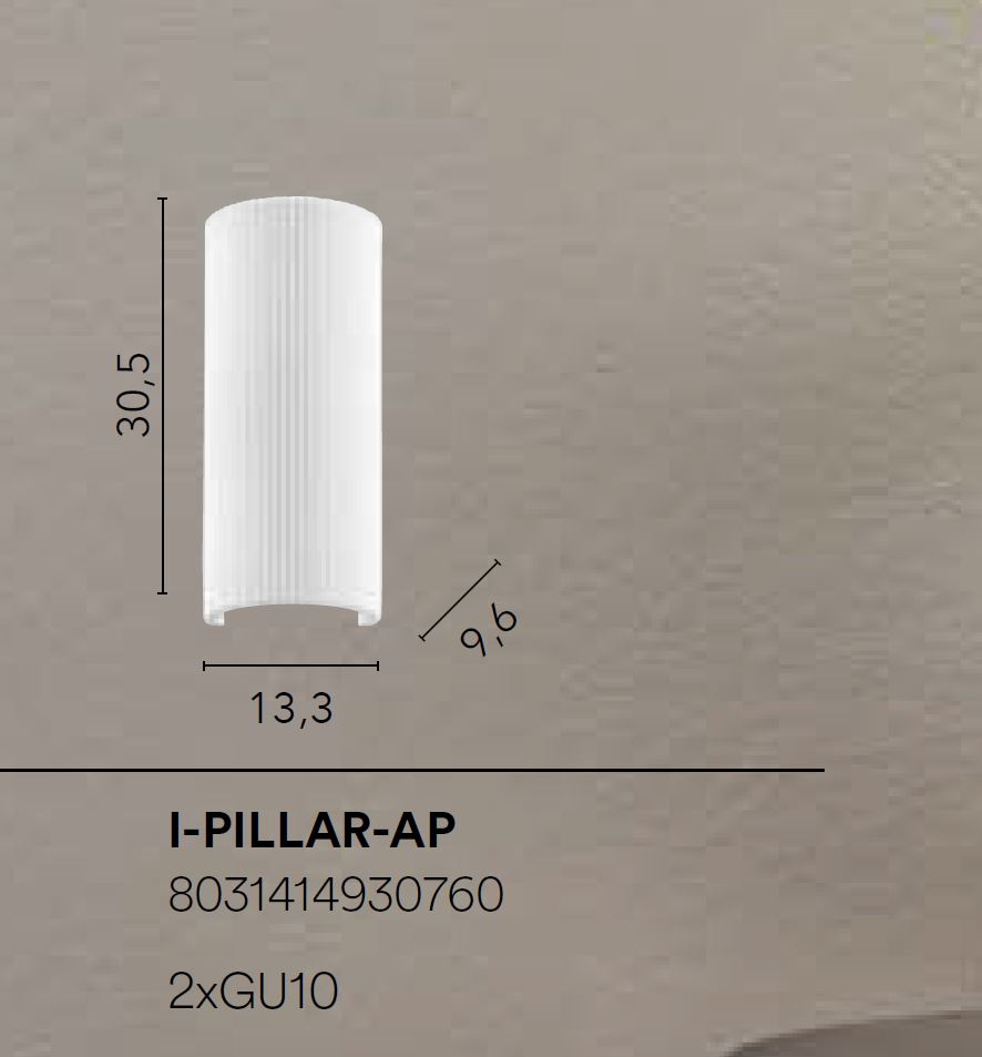 Applique PILLAR 2 Luci Led (GU10) 30.5 cm In Gesso