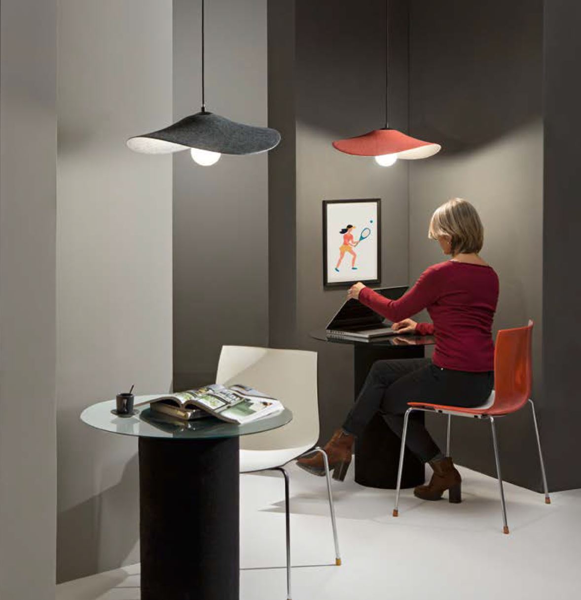 Lampadario LENGLEN a Sospensione 1 luce Led(E27) 200x50 cm In Feltro