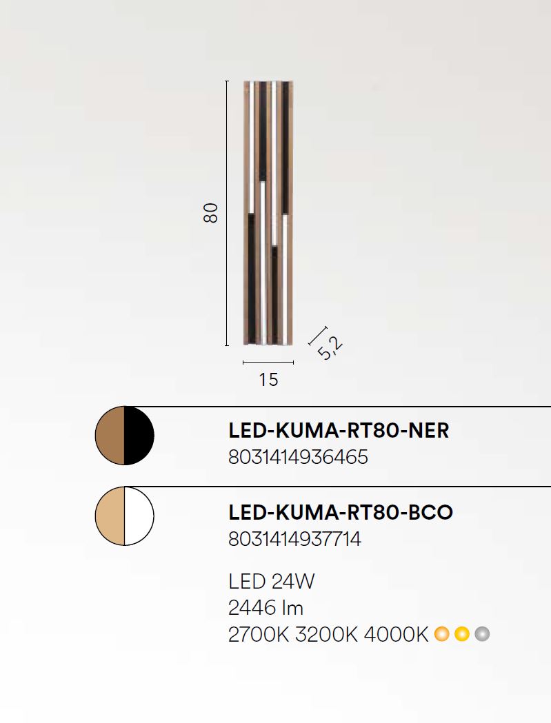 Plafoniera KUMA CCT Rettangolare 80 cm In Legno