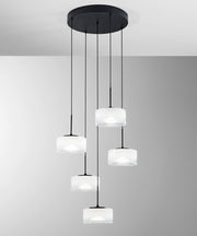 Lampadario EMILY a Sospensione 200 cm 5 luci In Vetro