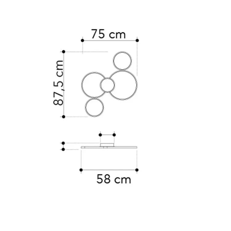 Lampadario FREDY 4 Cerchi CCT 95 cm 60W in Alluminio
