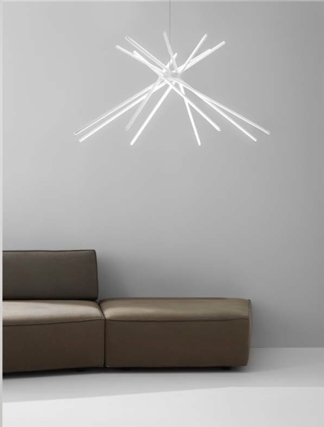 Lampadario SHANGAI a Sospensione 8 Bacchette Bianco 54W 160 cm In Alluminio