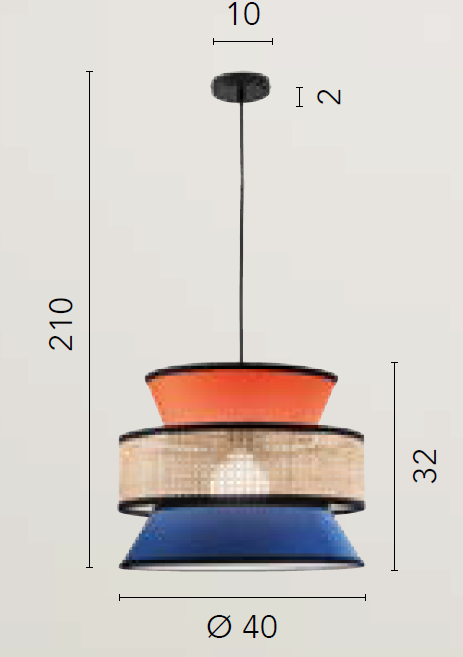 Lampadario GAZEBO a Sospensione 1 luce Led(E27) 210x40 cm