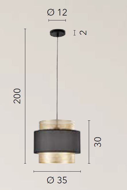 Lampadario LOUNGE S35 a Sospensione Led(E27) 200 cm In Metallo