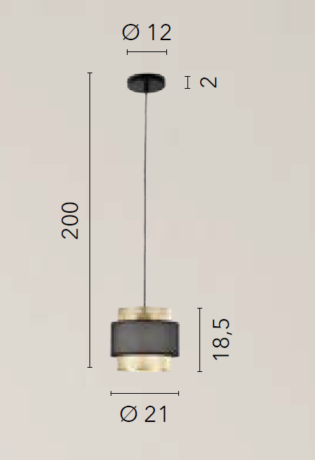 Lampadario LOUNGE S21 a Sospensione Led(E27) 200 cm In Metallo