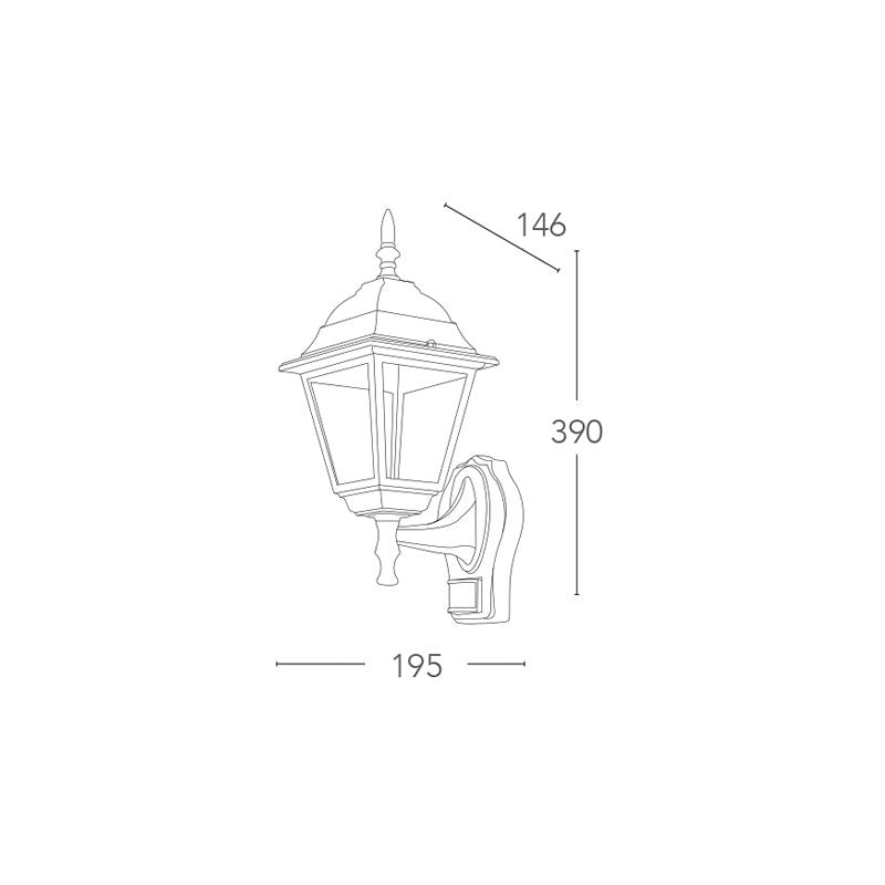 Applique ROMA con sensore di movimento 39 cm LED E27 In Alluminio