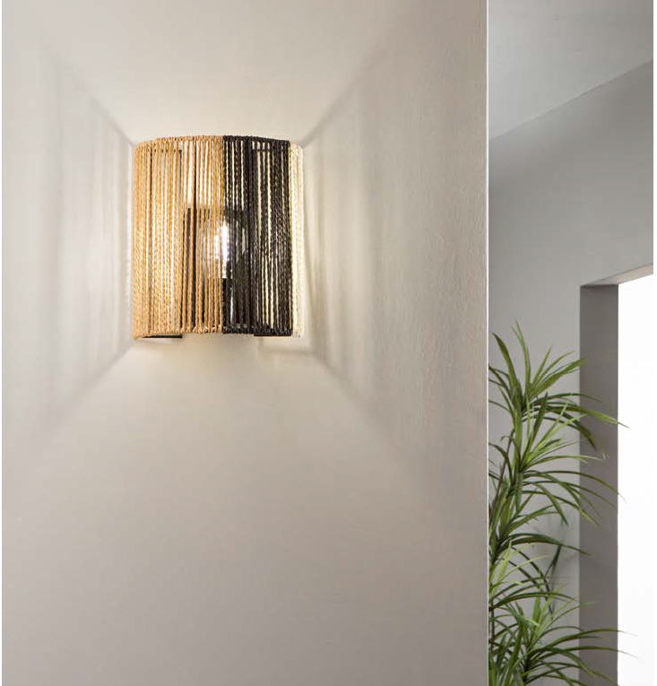 Applique COCONUT Led(E27) 23 cm in Vetro Soffiato In fili di Carta Naturale
