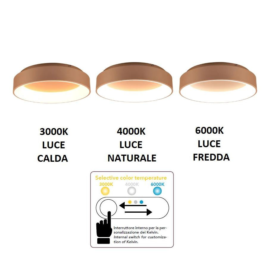 Plafoniera Tonda Moderna LED 50W Lampada Luce Soffitto Parete Cucina 230v 60cm Colore Marrone 84807140 Plafoniera Tonda Moderna LED 50W Lampada Luce Soffitto Parete Cucina 230v 60cm Colore Marrone 84807140