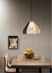 Lampadario COCONUT a Sospensione 1 luce Led(E27) 233x45 cm In fili di Carta Naturale