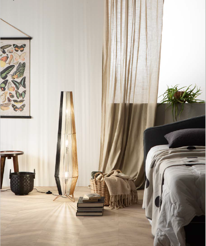 Piantana COCONUT Media 2 Luci Led(E27) 100 cm In fili di Carta Naturale